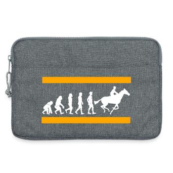 L’évolution humaine se termine dans la gloire des courses de chevaux - Sacoche pour ordinateur portable 13 pouces - gris chiné - Devant