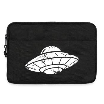 Vecteur Grunge Vintage du Vaisseau Spatial OVNI - Sacoche pour ordinateur portable 13 pouces - noir - Devant