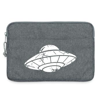 Vecteur Grunge Vintage du Vaisseau Spatial OVNI - Sacoche pour ordinateur portable 13 pouces - gris chiné - Devant
