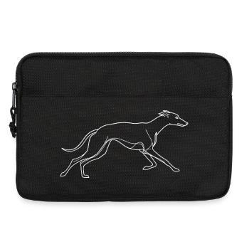 Minimalistische Windhund Silhouette Linienkunst - Laptoptasche 13" - Schwarz - Vorne