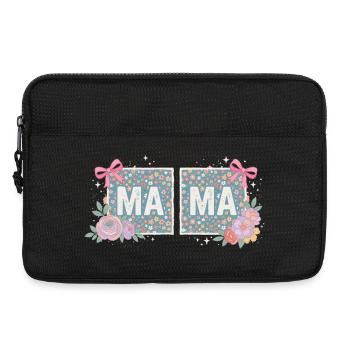 MAMA Carrés Fleuris et Nœuds Roses | Rétro - Sacoche pour ordinateur portable 13 pouces - noir - Devant