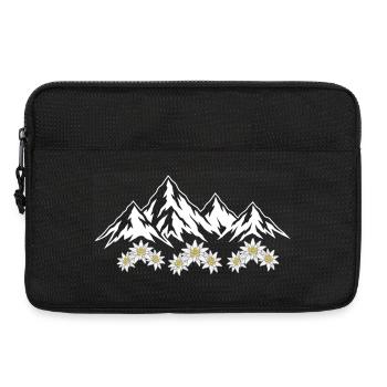 Alpen Berge mit Edelweiss Blumen Natur Landschaft - Laptoptasche 13" - Schwarz - Vorne