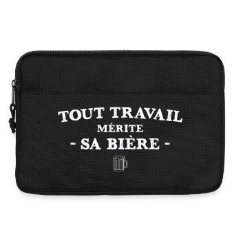 Tout Travail Merite Sa Biere T-Shirt Cadeau Humour - Sacoche pour ordinateur portable 13 pouces - noir - Devant