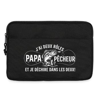 Papa Et Pêcheur Je Déchire Humour - Sacoche pour ordinateur portable 13 pouces - noir - Devant