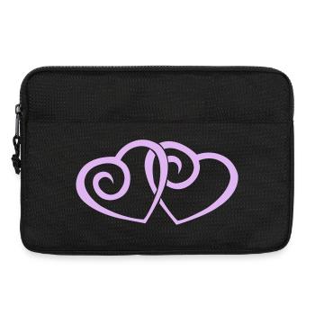 Double Cœurs en Love Art au trait - Sacoche pour ordinateur portable 13 pouces - noir - Devant