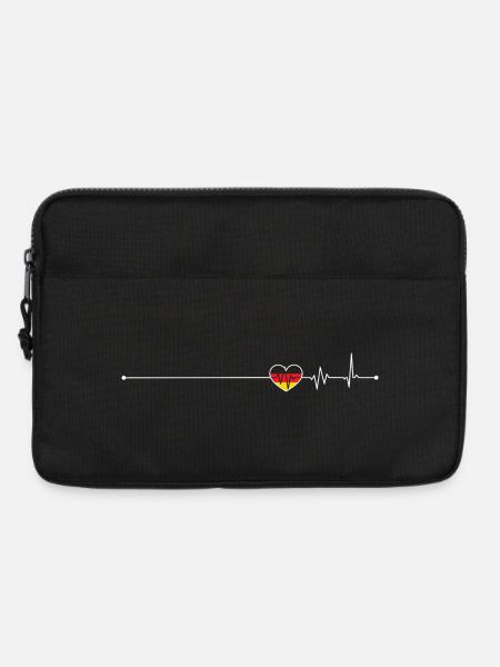 Heartbeat Deutschlandflagge - Laptoptasche 13" - Schwarz