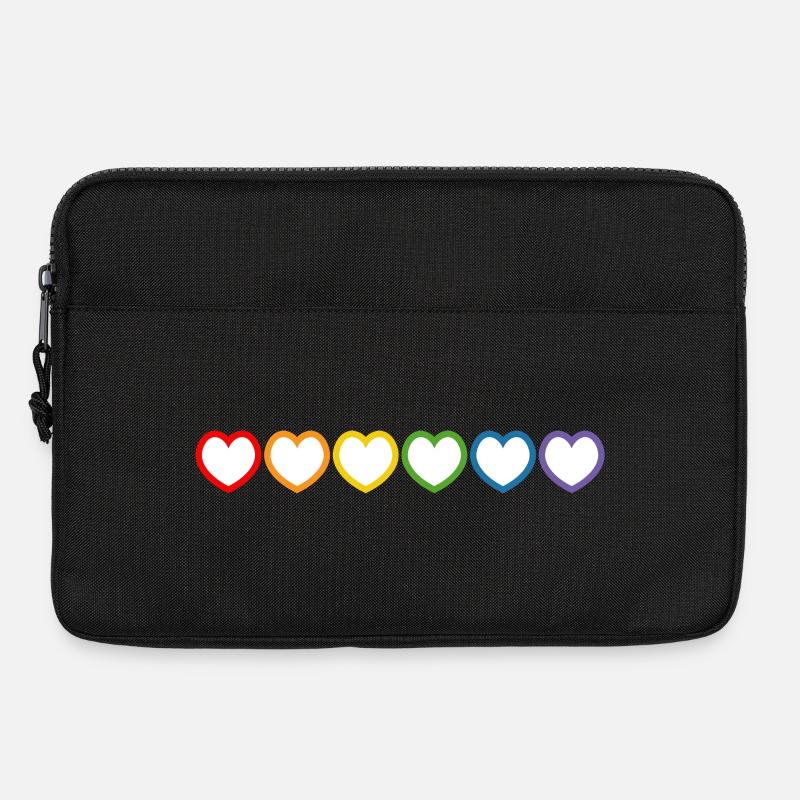 Regenbogen LGBT Herzen white lgbt tshirt - Laptoptasche 13" - Schwarz