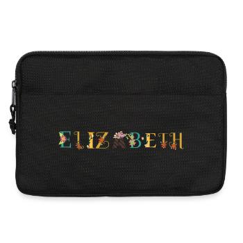 ELIZABETH Name Art With Flowers Embroidered - Laptop bag 13" - black - Front