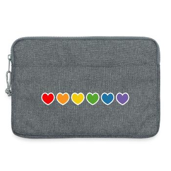 LGBT lgbtqi queer Regenbogen herzchen outline - Laptoptasche 13" - Grau meliert - Vorne