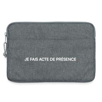 Je fais acte de présence humour bureau - Sacoche pour ordinateur portable 13 pouces - gris chiné - Devant