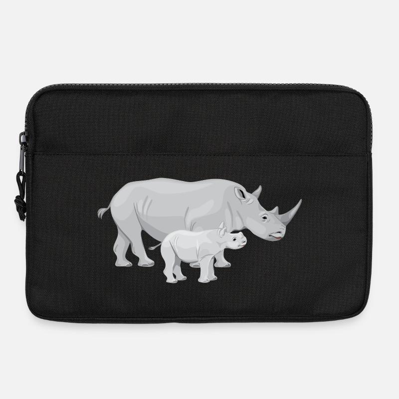 Nashorn mit Baby, Nashörner - Laptoptasche 13" - Schwarz