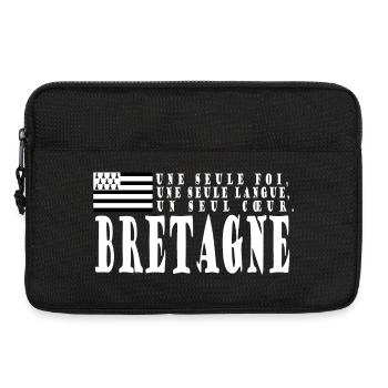 Idée cadeau Bretagne. Proverbe et drapeau Breton - Sacoche pour ordinateur portable 13 pouces - noir - Devant