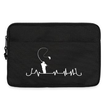 Herzschlag Angeln Fishing Angler Design - Laptoptasche 13" - Schwarz - Vorne