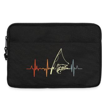 Vintage Angler Herzschlag - Laptoptasche 13" - Schwarz - Vorne
