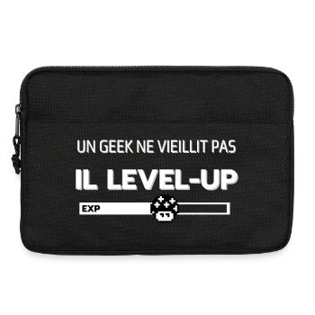 Un geek ne vieillit pas il levelup - Sacoche pour ordinateur portable 13 pouces - noir - Devant