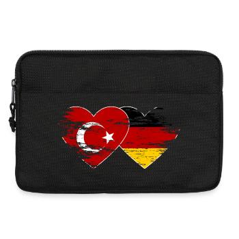 Turkey Germany Flag used heart - Laptop bag 13" - black - Front