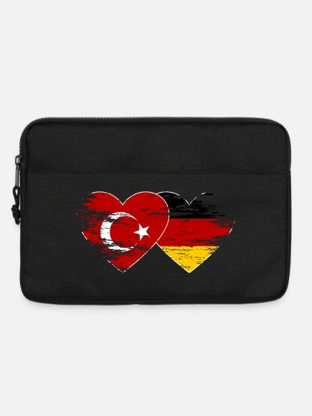 Türkei Deutschland Flagge used Herz - Laptoptasche 13" - Schwarz
