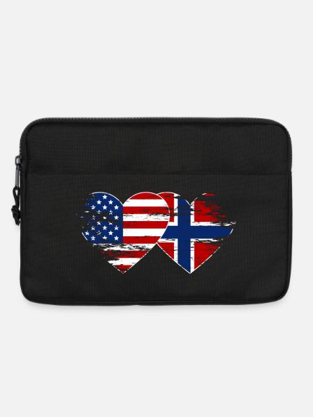 USA Norwegen Flagge used Herz - Laptoptasche 13" - Schwarz