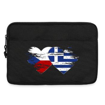 République tchèque Grèce Drapeau utilisé coeur - Sacoche pour ordinateur portable 13 pouces - noir - Devant