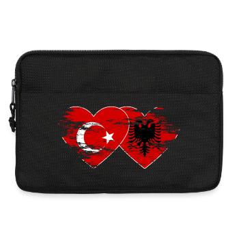 Türkei Albanien Flagge Herz used - Laptoptasche 13" - Schwarz - Vorne