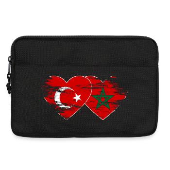 Turquie Maroc drapeau coeur utilisé - Sacoche pour ordinateur portable 13 pouces - noir - Devant