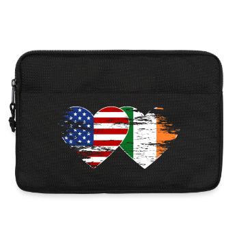 États-Unis Irlande drapeau coeur utilisé - Sacoche pour ordinateur portable 13 pouces - noir - Devant