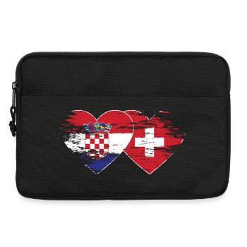Croatie Suisse drapeau coeur utilisé - Sacoche pour ordinateur portable 13 pouces - noir - Devant