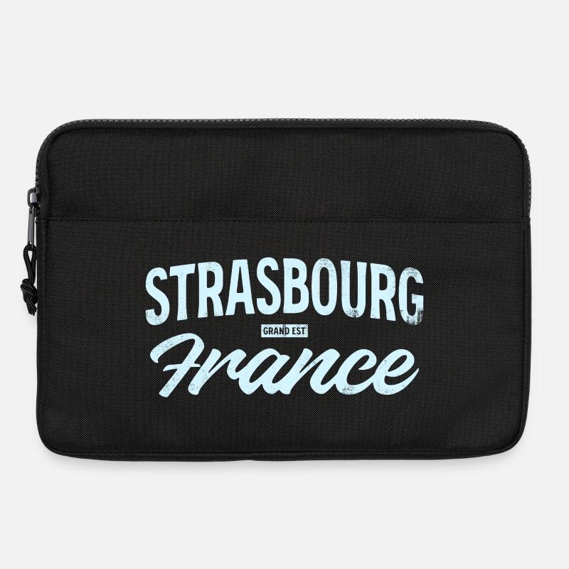 Strasbourg France Vintage Script - Laptoptasche 13" - Schwarz