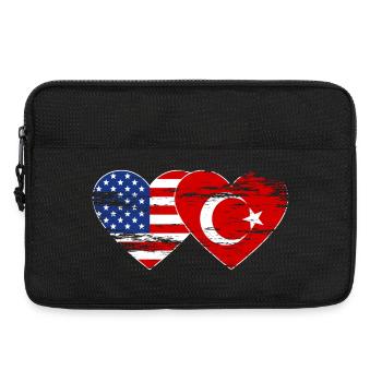 Türkei USA Flagge Herz used - Laptoptasche 13" - Schwarz - Vorne