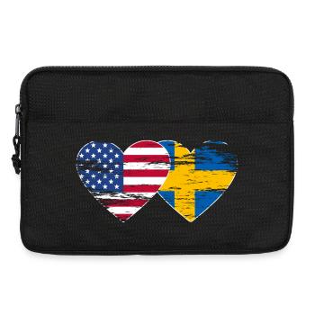 USA Schweden Flagge Herz used - Laptoptasche 13" - Schwarz - Vorne