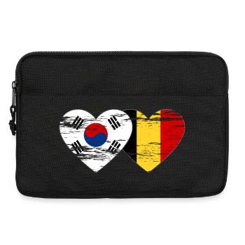 South Korea Belgium Flag Heart Used - Laptop bag 13" - black - Front
