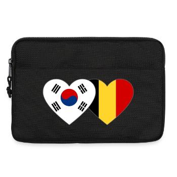 South Korea Belgium Flag Heart - Laptop bag 13" - black - Front