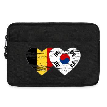 Belgium South Korea Flag Heart Used - Laptop bag 13" - black - Front
