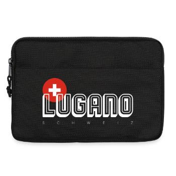 Lugano Swiss Cross Outline Logo - Laptop bag 13" - black - Front