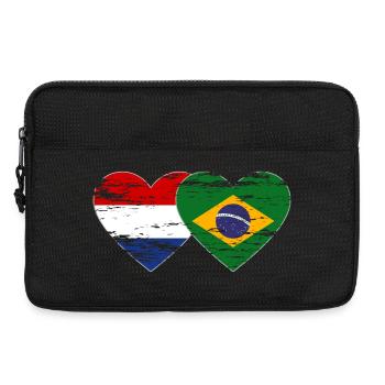 Hollande Brésil drapeau coeur utilisé - Sacoche pour ordinateur portable 13 pouces - noir - Devant
