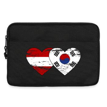 Austria South Korea Flag Heart Used - Laptop bag 13" - black - Front