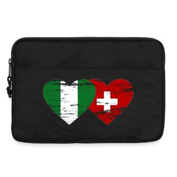 Nigeria Suisse Drapeau Coeur utilisé - Sacoche pour ordinateur portable 13 pouces - noir - Devant