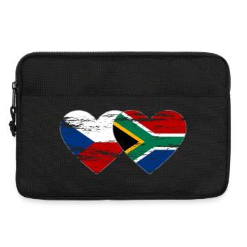 République tchèque Afrique du Sud drapeau coeur utilisé - Sacoche pour ordinateur portable 13 pouces - noir - Devant
