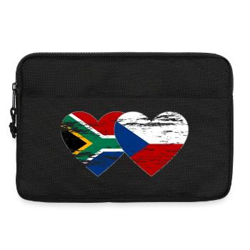 Afrique du Sud République Tchèque Drapeau Coeur Utilisé - Sacoche pour ordinateur portable 13 pouces - noir - Devant