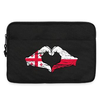 Géorgie Pologne Drapeau Mains Coeur Forme Utilisé - Sacoche pour ordinateur portable 13 pouces - noir - Devant