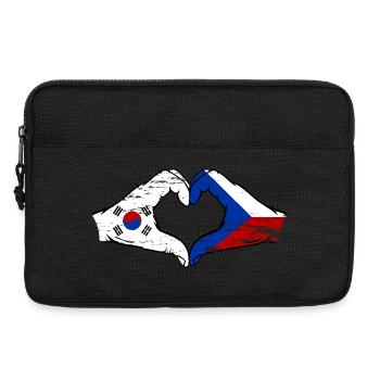 South Korea Czech Republic Flag Hands Heart Shape Used - Laptop bag 13" - black - Front
