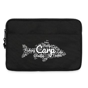 Carp Fishing - White Shape Made of Fishing Words - Laptop bag 13" - black - Front