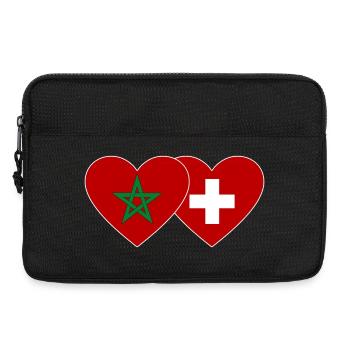 Marokko Schweiz Flagge Herz - Laptoptasche 13" - Schwarz - Vorne
