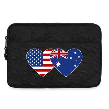 Drapeau de l’Australie des États-Unis en forme de coeur - Sacoche pour ordinateur portable 13 pouces - noir - Devant