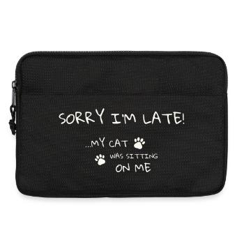 Cat Humor Tee - Sorry I’m Late - Laptop bag 13" - black - Front