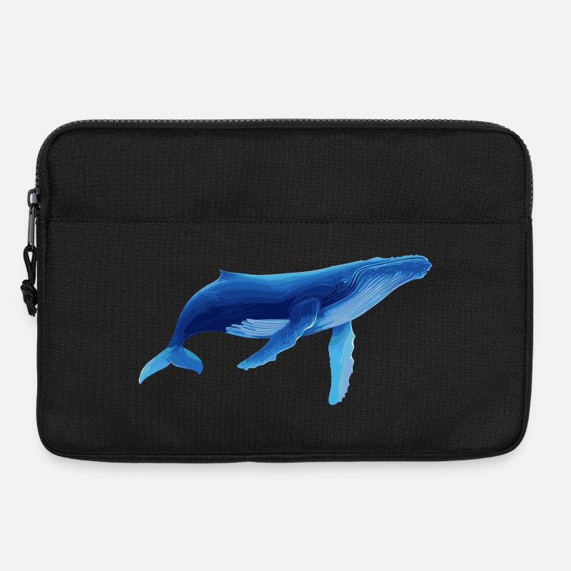 Whale in blue with sea patterns - Laptop bag 13" - black