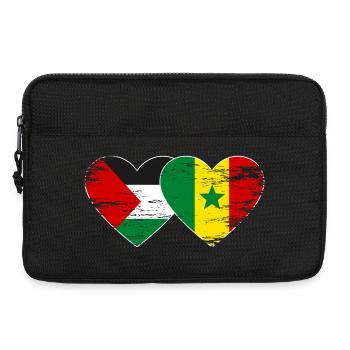 Palestine Sénégal drapeau coeur utilisé - Sacoche pour ordinateur portable 13 pouces - noir - Devant