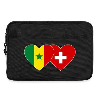 Senegal Schweiz Flagge Herz - Laptoptasche 13" - Schwarz - Vorne