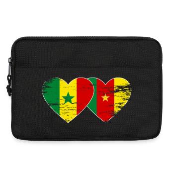 Sénégal Cameroun Drapeau Mains Coeur Utilisé - Sacoche pour ordinateur portable 13 pouces - noir - Devant