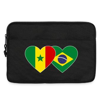 Senegal Brazil Flag Hands Heart Shape - Laptop bag 13" - black - Front